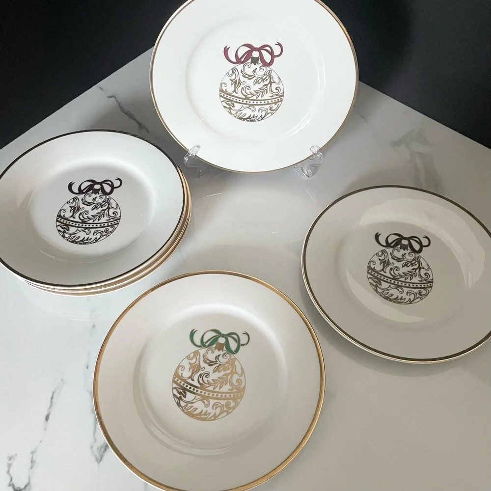 SET of 6 Gold Ornament Plates by Pier 1